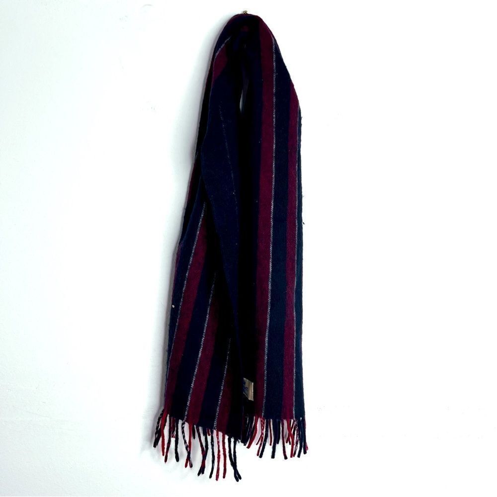 Summit Hill Red Navy Stripe Cashmere Scarf